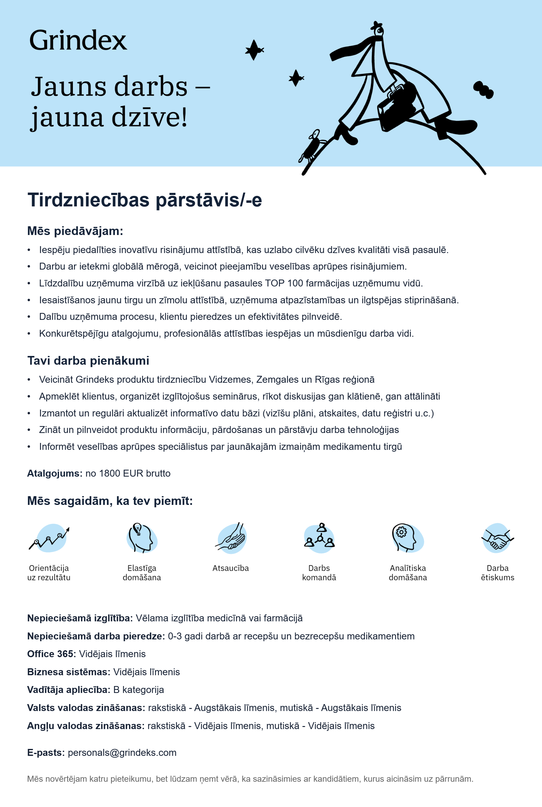 Vacancy - Tirdzniecības pārstāvis/-e, Grindeks AS | CV-Online