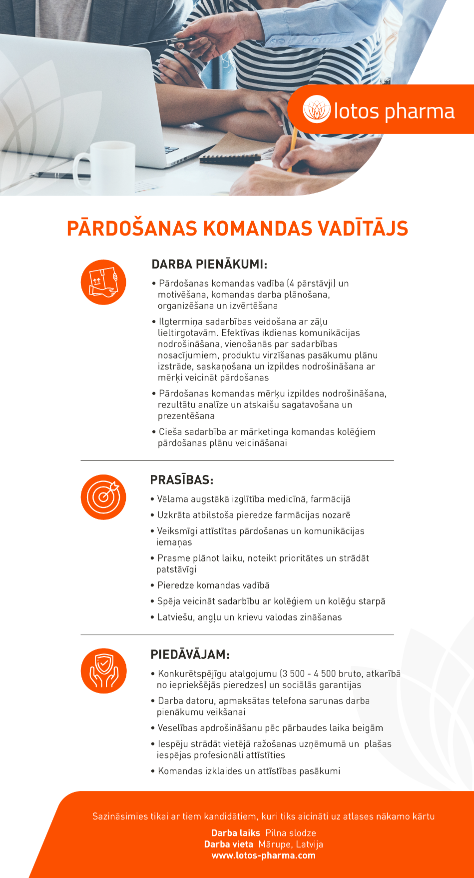 Vakance P RDO ANAS KOMANDAS VAD T JS A R gas Rajons Lotos Pharma 