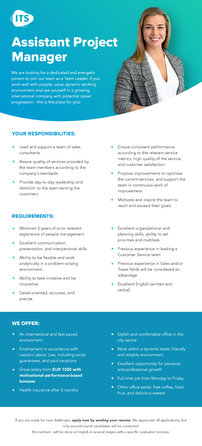 Vakance ASSISTANT PROJECT MANAGER, Innovative Travel Solutions SIA